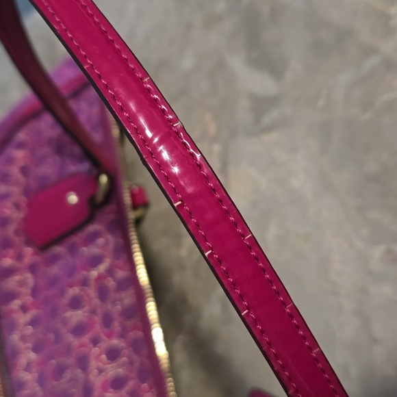 Coach Poppy Signature Metallic Outline Pink Purple Tote & Dust Bag - Picture 14 of 15